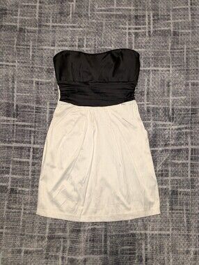 Two-Tone Strapless Mini Cocktail Dress w/ Pockets